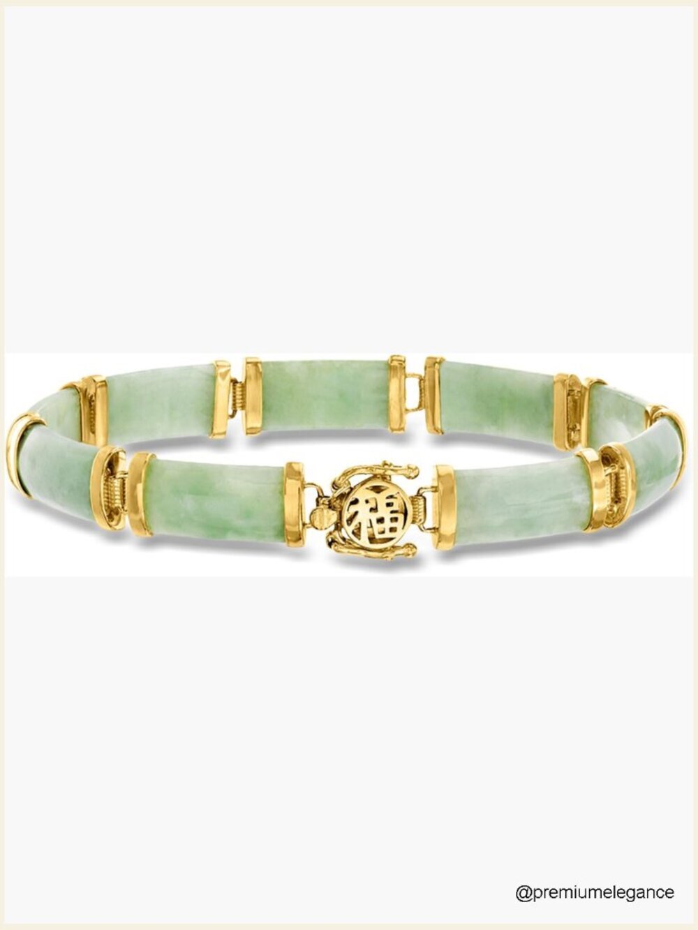 18kt Gold Over Sterling Silver Jade Link Bracelet 8.5"